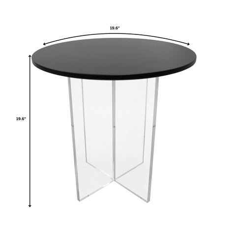 Valore Side Table with Round MDF Tabletop and Sturdy Acrylic Cross Base