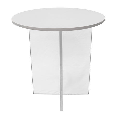 Valore Side Table with Round MDF Tabletop and Sturdy Acrylic Cross Base