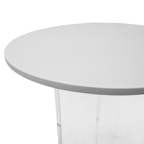 Valore Side Table with Round MDF Tabletop and Sturdy Acrylic Cross Base