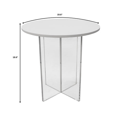 Valore Side Table with Round MDF Tabletop and Sturdy Acrylic Cross Base