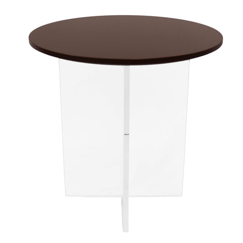 Valore Side Table with Round MDF Tabletop and Sturdy Acrylic Cross Base