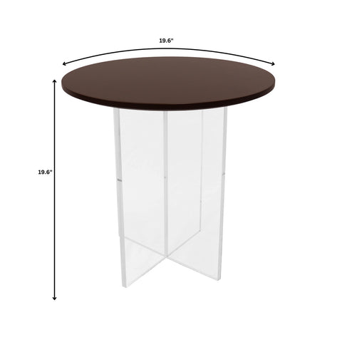 Valore Side Table with Round MDF Tabletop and Sturdy Acrylic Cross Base