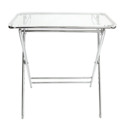 Victorian Acrylic Foldable End Side Table Tray with Chrome Metal Legs