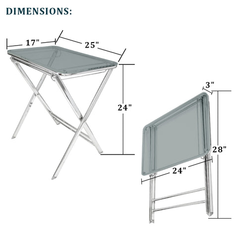 Victorian Acrylic Foldable End Side Table Tray with Chrome Metal Legs