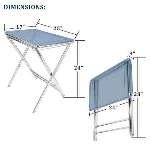 Victorian Acrylic Foldable End Side Table Tray with Chrome Metal Legs