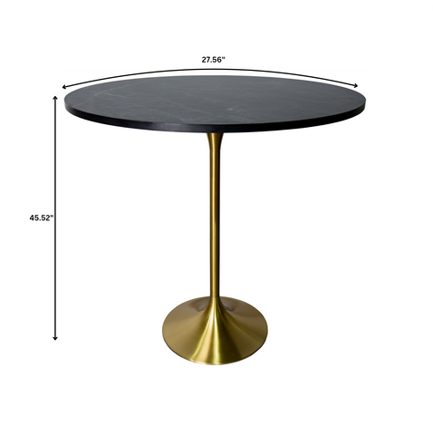 Verve Bar Height Dining Table with Round MDF, Sintered Stone, or Resin Top & Gold Stainless Steel Base