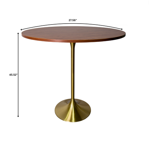 Verve Bar Height Dining Table with Round MDF, Sintered Stone, or Resin Top & Gold Stainless Steel Base