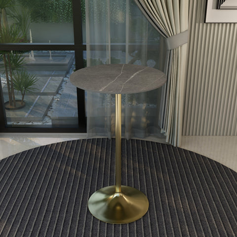 Verve Bar Height Dining Table with Round MDF, Sintered Stone, or Resin Top & Gold Stainless Steel Base