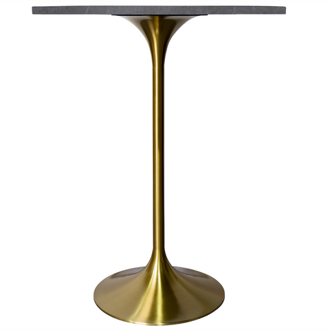 Verve Bar Height Dining Table with Round MDF, Sintered Stone, or Resin Top & Gold Stainless Steel Base