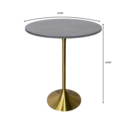 Verve Bar Height Dining Table with Round MDF, Sintered Stone, or Resin Top & Gold Stainless Steel Base