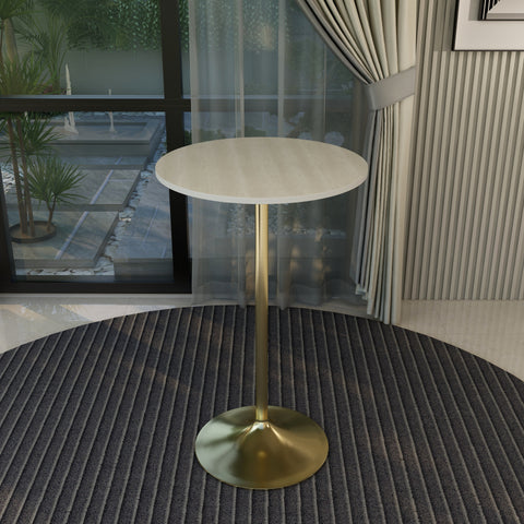 Verve Bar Height Dining Table with Round MDF, Sintered Stone, or Resin Top & Gold Stainless Steel Base