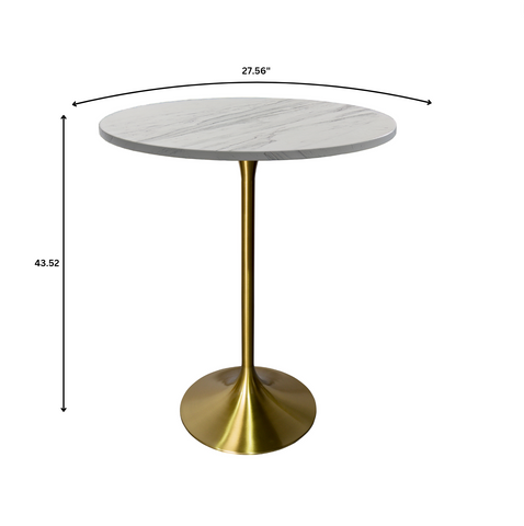 Verve Bar Height Dining Table with Round MDF, Sintered Stone, or Resin Top & Gold Stainless Steel Base