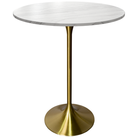 Verve Bar Height Dining Table with Round MDF, Sintered Stone, or Resin Top & Gold Stainless Steel Base