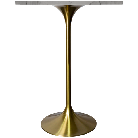 Verve Bar Height Dining Table with Round MDF, Sintered Stone, or Resin Top & Gold Stainless Steel Base