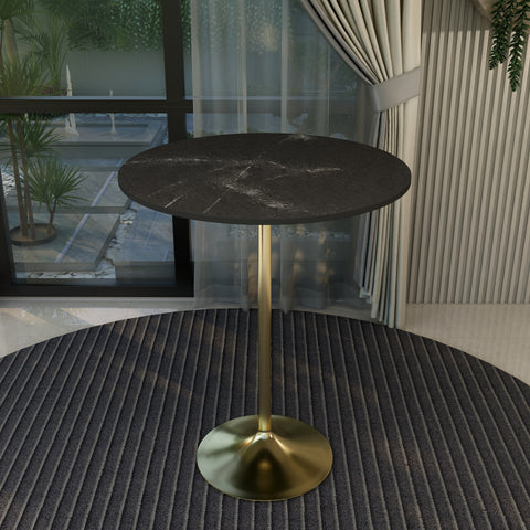 Verve Bar Height Dining Table with Round MDF, Sintered Stone, or Resin Top & Gold Stainless Steel Base