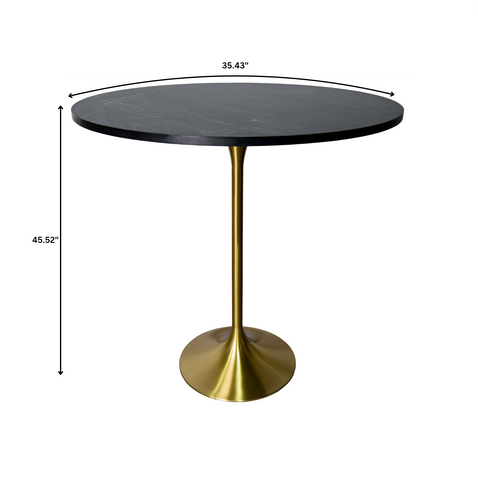 Verve Bar Height Dining Table with Round MDF, Sintered Stone, or Resin Top & Gold Stainless Steel Base