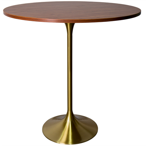 Verve Bar Height Dining Table with Round MDF, Sintered Stone, or Resin Top & Gold Stainless Steel Base