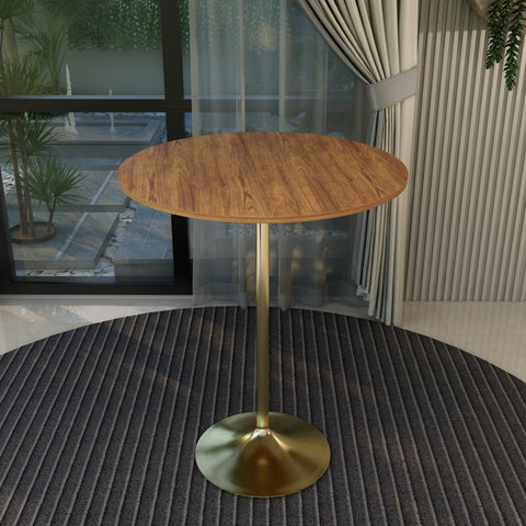 Verve Bar Height Dining Table with Round MDF, Sintered Stone, or Resin Top & Gold Stainless Steel Base