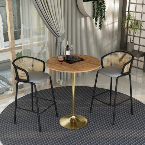 Verve Bar Height Dining Table with Round MDF, Sintered Stone, or Resin Top & Gold Stainless Steel Base