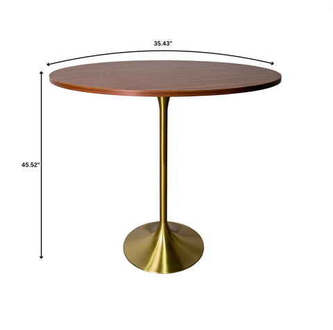 Verve Bar Height Dining Table with Round MDF, Sintered Stone, or Resin Top & Gold Stainless Steel Base