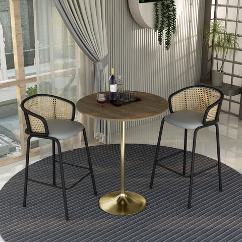 Verve Bar Height Dining Table with Round MDF, Sintered Stone, or Resin Top & Gold Stainless Steel Base