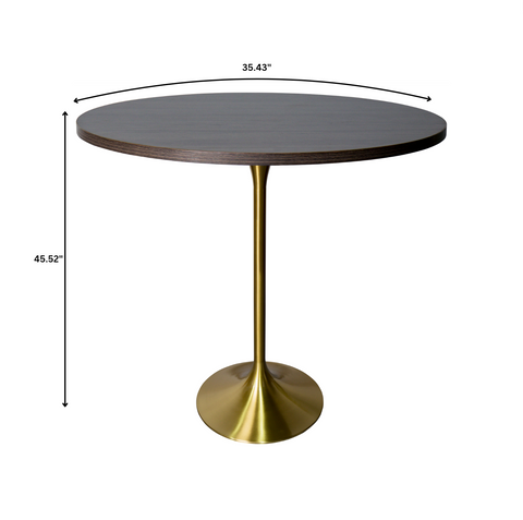 Verve Bar Height Dining Table with Round MDF, Sintered Stone, or Resin Top & Gold Stainless Steel Base