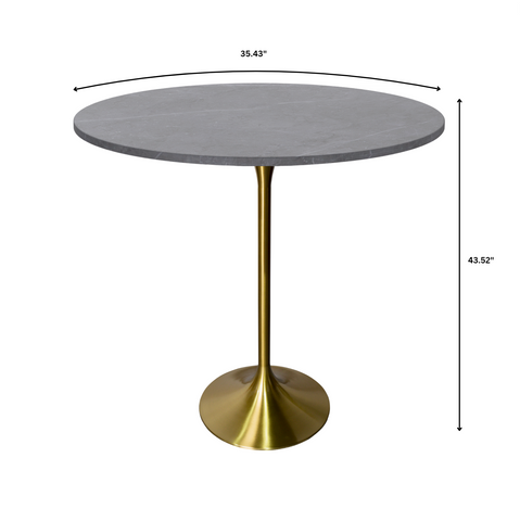 Verve Bar Height Dining Table with Round MDF, Sintered Stone, or Resin Top & Gold Stainless Steel Base