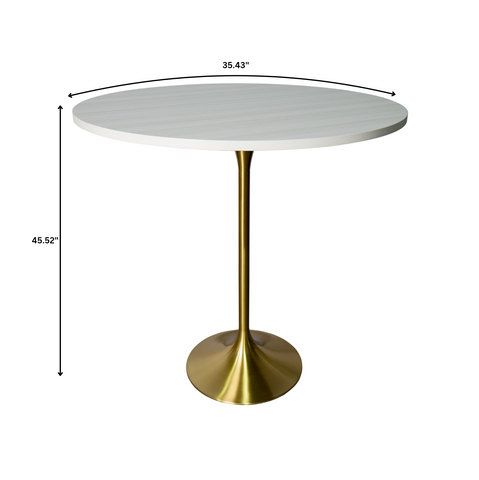 Verve Bar Height Dining Table with Round MDF, Sintered Stone, or Resin Top & Gold Stainless Steel Base