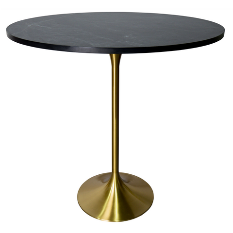 Verve Bar Height Dining Table with Round MDF, Sintered Stone, or Resin Top & Gold Stainless Steel Base