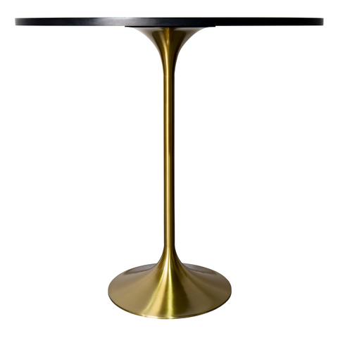 Verve Bar Height Dining Table with Round MDF, Sintered Stone, or Resin Top & Gold Stainless Steel Base