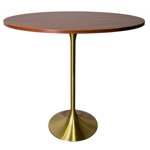 Verve Bar Height Dining Table with Round MDF, Sintered Stone, or Resin Top & Gold Stainless Steel Base