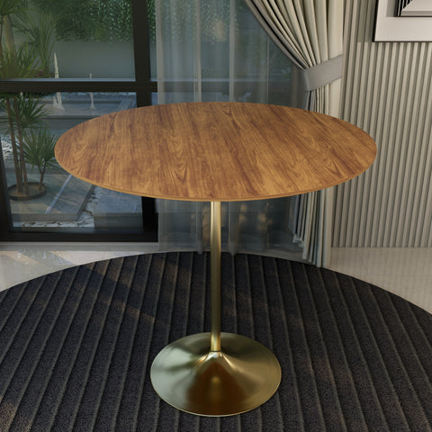 Verve Bar Height Dining Table with Round MDF, Sintered Stone, or Resin Top & Gold Stainless Steel Base