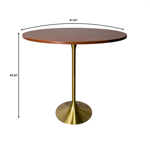 Verve Bar Height Dining Table with Round MDF, Sintered Stone, or Resin Top & Gold Stainless Steel Base