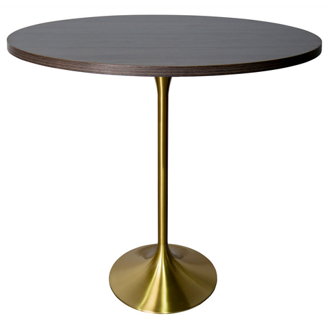 Verve Bar Height Dining Table with Round MDF, Sintered Stone, or Resin Top & Gold Stainless Steel Base