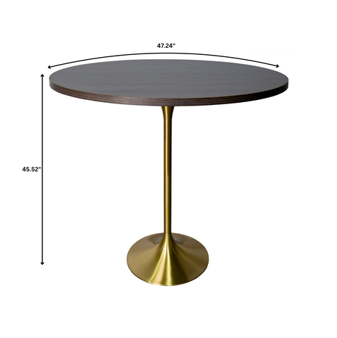 Verve Bar Height Dining Table with Round MDF, Sintered Stone, or Resin Top & Gold Stainless Steel Base