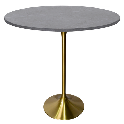 Verve Bar Height Dining Table with Round MDF, Sintered Stone, or Resin Top & Gold Stainless Steel Base