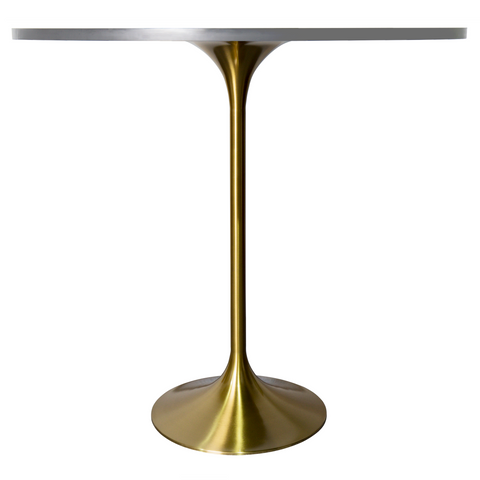 Verve Bar Height Dining Table with Round MDF, Sintered Stone, or Resin Top & Gold Stainless Steel Base