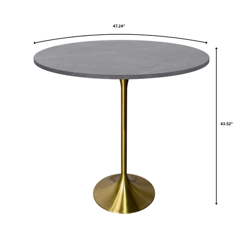 Verve Bar Height Dining Table with Round MDF, Sintered Stone, or Resin Top & Gold Stainless Steel Base