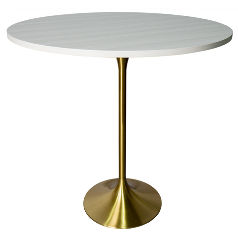 Verve Bar Height Dining Table with Round MDF, Sintered Stone, or Resin Top & Gold Stainless Steel Base