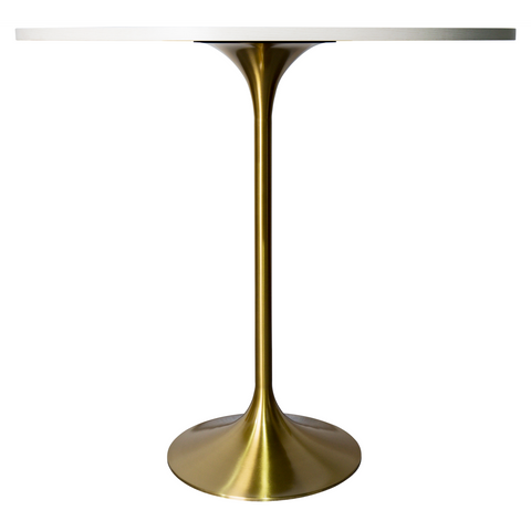 Verve Bar Height Dining Table with Round MDF, Sintered Stone, or Resin Top & Gold Stainless Steel Base