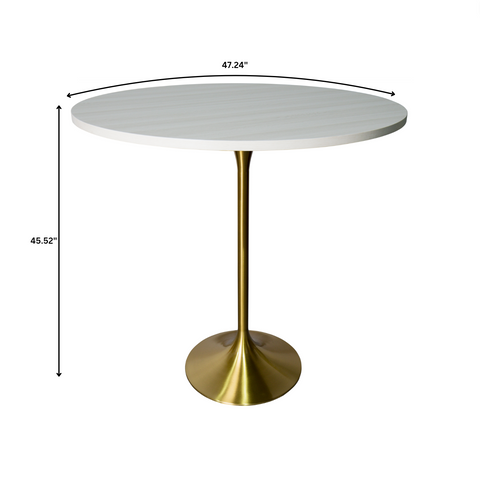 Verve Bar Height Dining Table with Round MDF, Sintered Stone, or Resin Top & Gold Stainless Steel Base