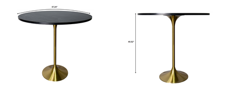 Verve Bar Height Dining Table with Round MDF, Sintered Stone, or Resin Top & Gold Stainless Steel Base