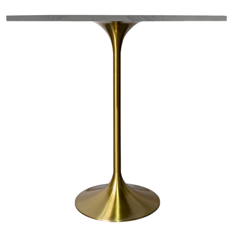 Verve Bar Height Dining Table with Round MDF, Sintered Stone, or Resin Top & Gold Stainless Steel Base