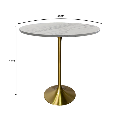 Verve Bar Height Dining Table with Round MDF, Sintered Stone, or Resin Top & Gold Stainless Steel Base