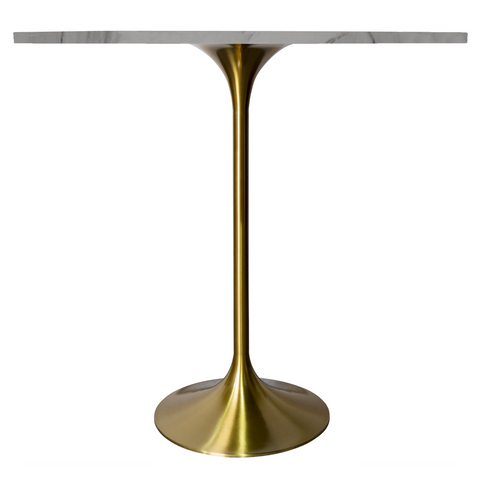 Verve Bar Height Dining Table with Round MDF, Sintered Stone, or Resin Top & Gold Stainless Steel Base