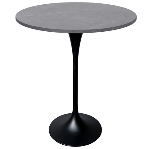 Verve Bar Height Dining Table with Round MDF, Sintered Stone, or Resin Top & Black Stainless Steel Base