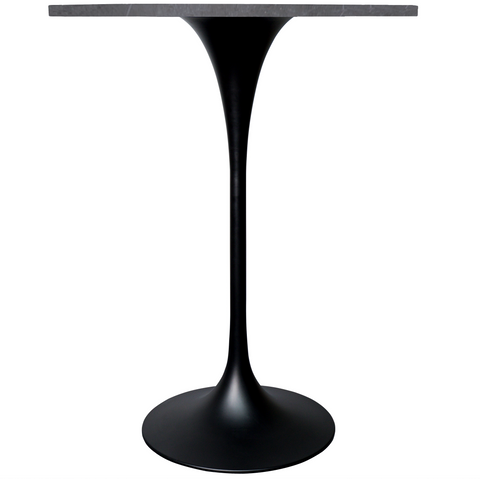 Verve Bar Height Dining Table with Round MDF, Sintered Stone, or Resin Top & Black Stainless Steel Base