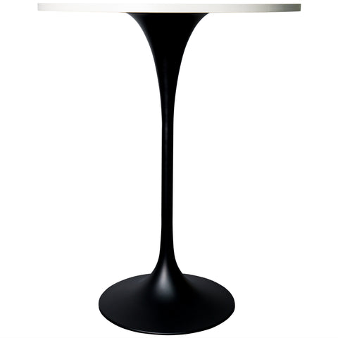 Verve Bar Height Dining Table with Round MDF, Sintered Stone, or Resin Top & Black Stainless Steel Base