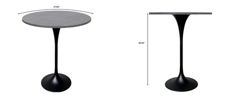 Verve Bar Height Dining Table with Round MDF, Sintered Stone, or Resin Top & Black Stainless Steel Base