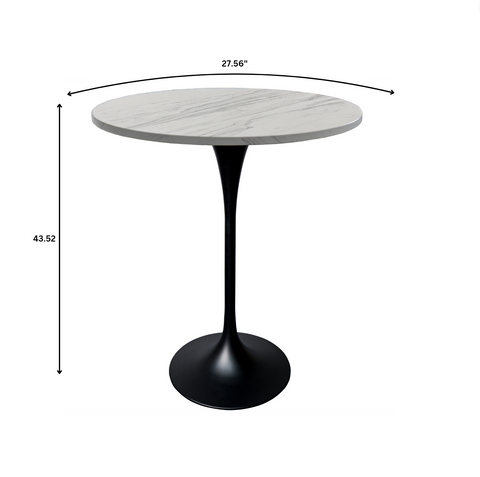 Verve Bar Height Dining Table with Round MDF, Sintered Stone, or Resin Top & Black Stainless Steel Base